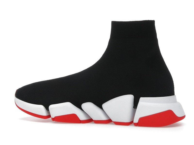 Balenciaga Speed 2.0 Recycled Knit Black White Red Sole