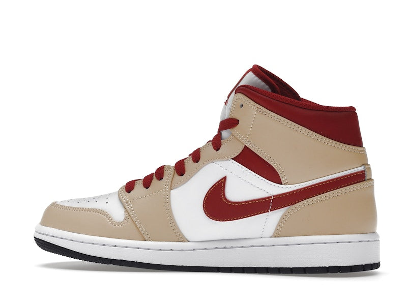 Jordan 1 Mid Light Curry Cardinal