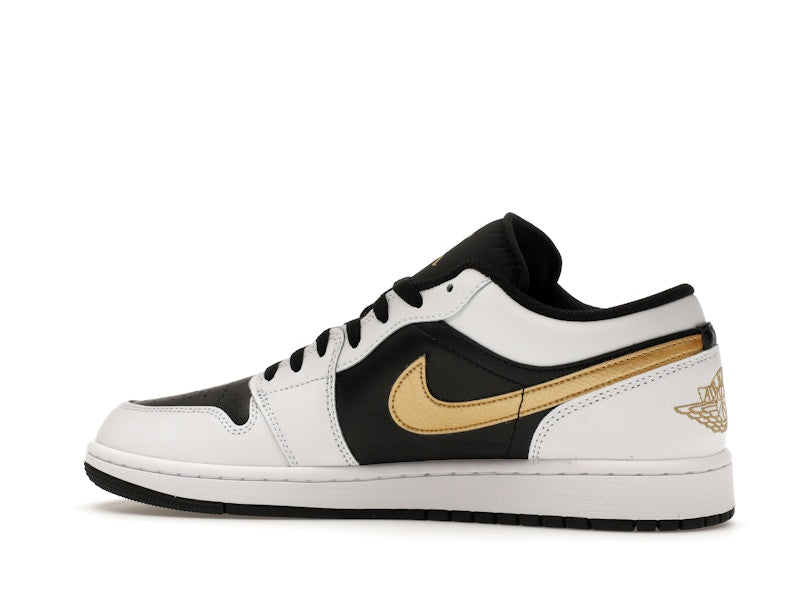 Jordan 1 Low White Black Metallic Gold Swoosh