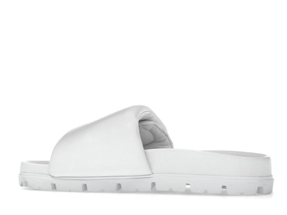 Prada Soft Padded 20mm Slide Sandal White Nappa Leather