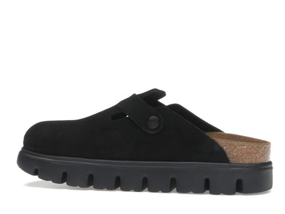 Birkenstock Boston Chunky Suede Black Black Sole (Narrow) (Women's)