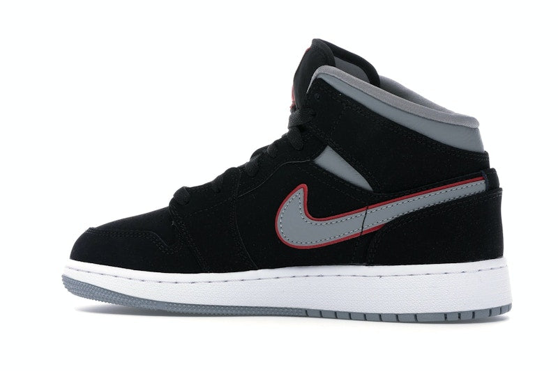 Jordan 1 Mid Black Particle Grey Gym Red (GS)
