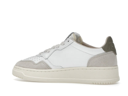 Autry Medalist Leather Low White Covert Green Beige (Women's)