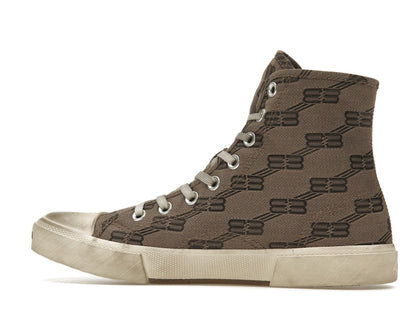 Balenciaga Paris High Top BB Monogram Dark Beige Brown