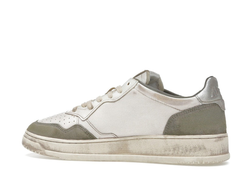 Autry Medalist Low Super Vintage White Silver Lizard