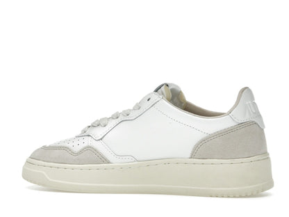 Autry Medalist Leather Low White Beige Suede (Women's)