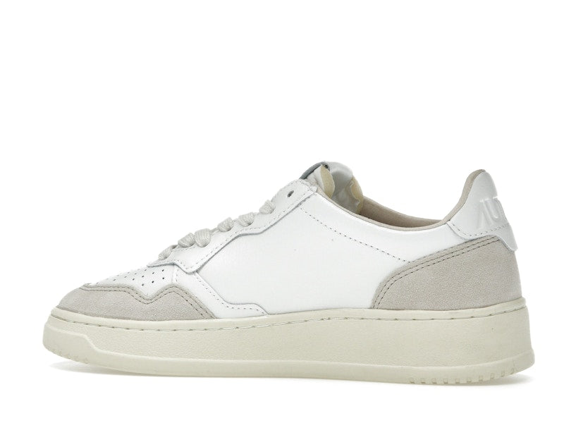 Autry Medalist Leather Low White Beige Suede (Women's)