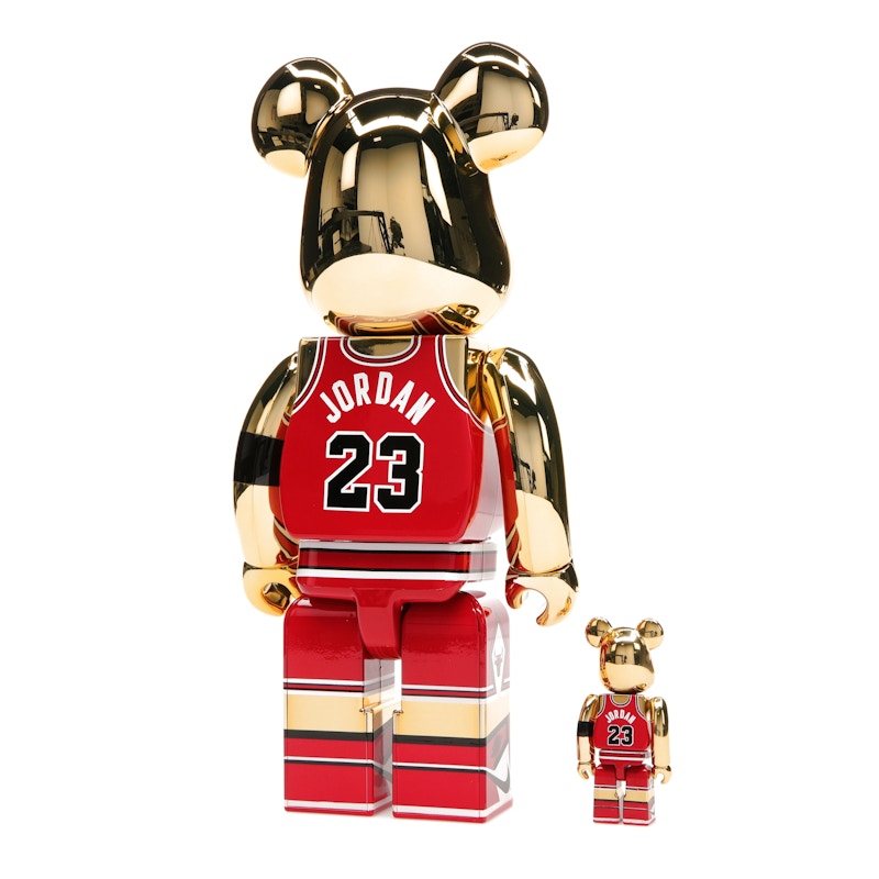Bearbrick Michael Jordan 1985 Rookie Jersey 100% & 400% Set Gold Chrome