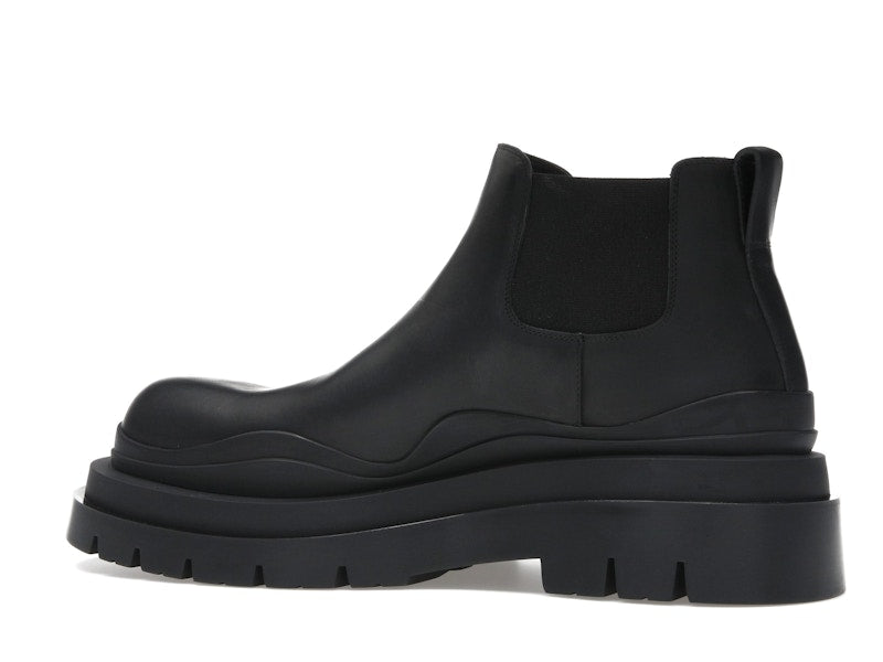 Bottega Veneta Leather Tire Chunky Sole Ankle Chelsea Boot Black