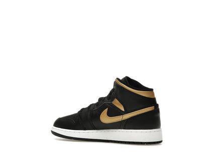Jordan 1 Mid Black Metallic Gold Swoosh (GS)