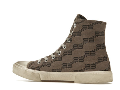 Balenciaga Paris High Top BB Monogram Dark Beige Brown