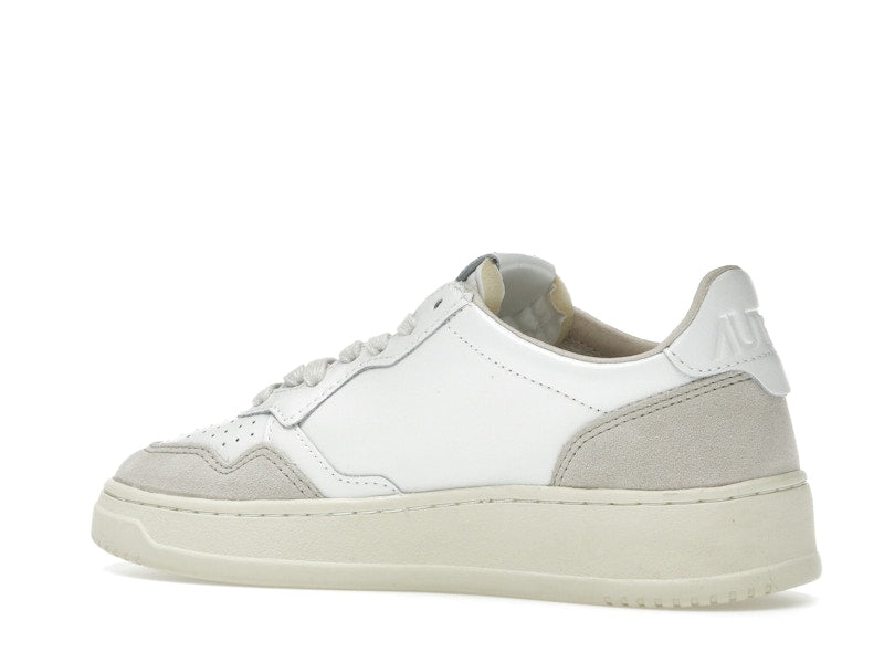 Autry Medalist Leather Low White Beige Suede (Women's)