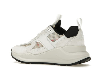 Burberry Logo Print Leather, Suede and Check Mesh Sneakers Archive Beige White (Women's)