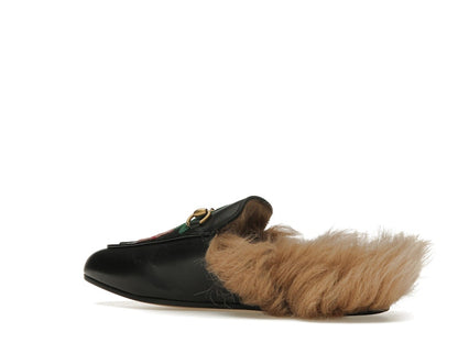 Gucci Floral Embroidered Princetown Mules Black (Women's)