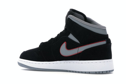 Jordan 1 Mid Black Particle Grey Gym Red (GS)