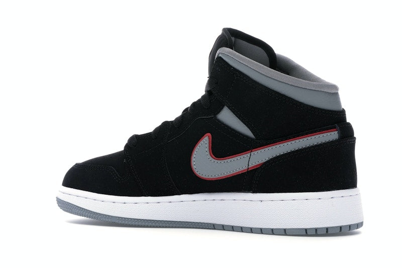Jordan 1 Mid Black Particle Grey Gym Red (GS)