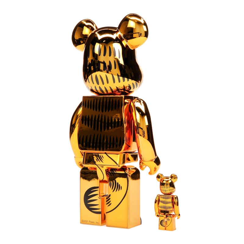 Bearbrick Garfield 100% & 400% Set Gold Chrome Ver.