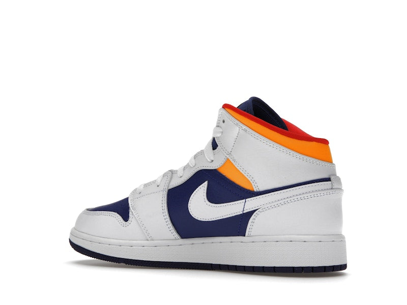 Jordan 1 Mid White Laser Orange Deep Royal Blue (GS)