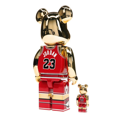 Bearbrick Michael Jordan 1985 Rookie Jersey 100% & 400% Set Gold Chrome