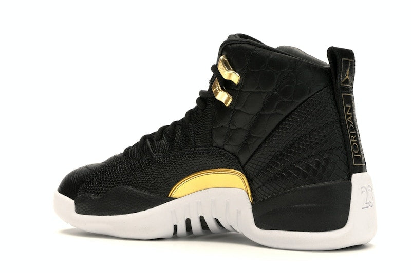 Jordan 12 Retro Black Metallic Gold White (Women's)