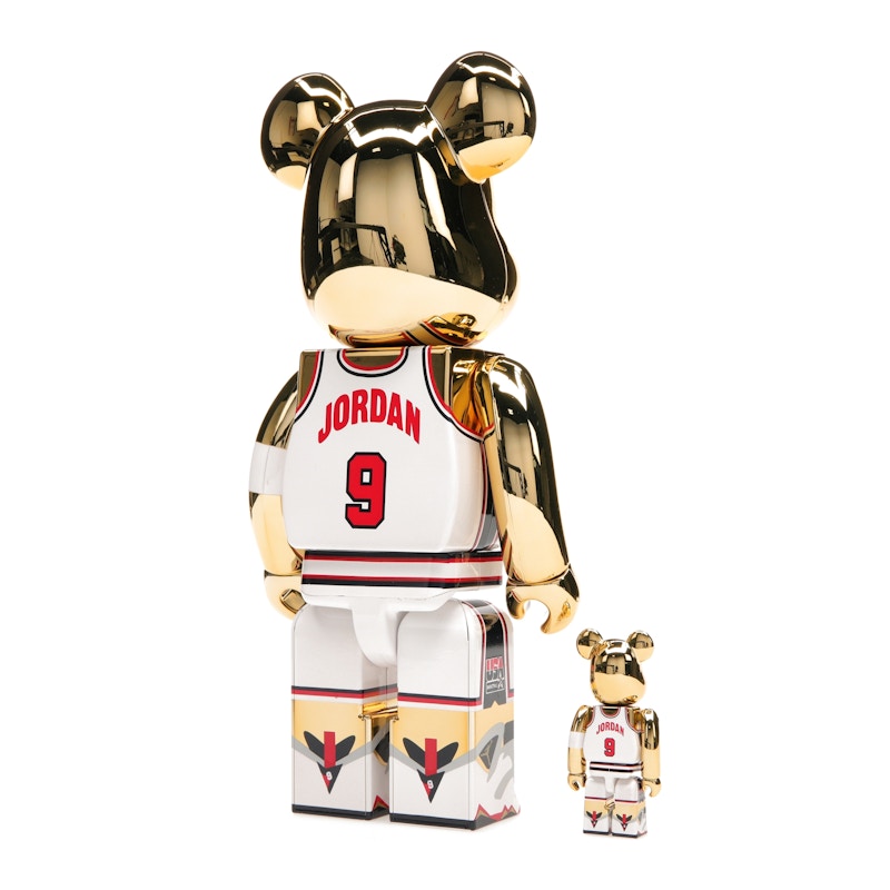 Bearbrick Michael Jordan 1992 Team USA (Dream Team) 100% & 400% Set Gold Chrome
