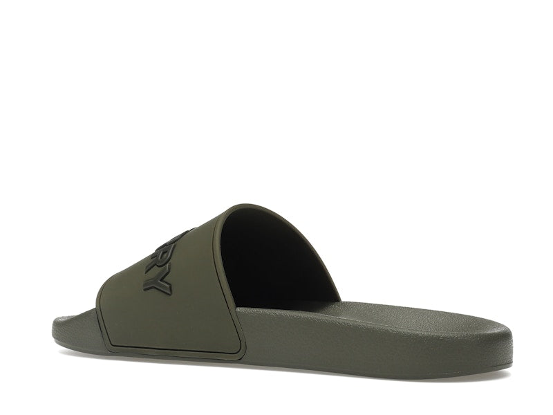 Burberry Embossed Logo Slides Dark Fern Green Black