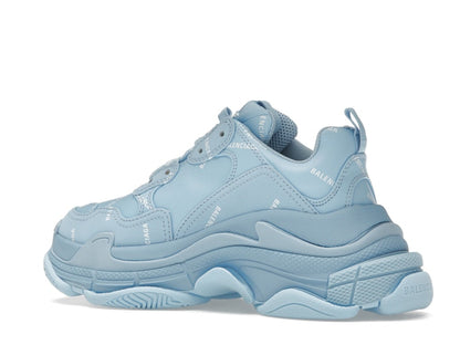 Balenciaga All Over Logo Triple S Blue Grey (Women's)