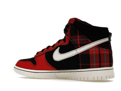 Nike Dunk High SE Tartan Plaid Black University Red