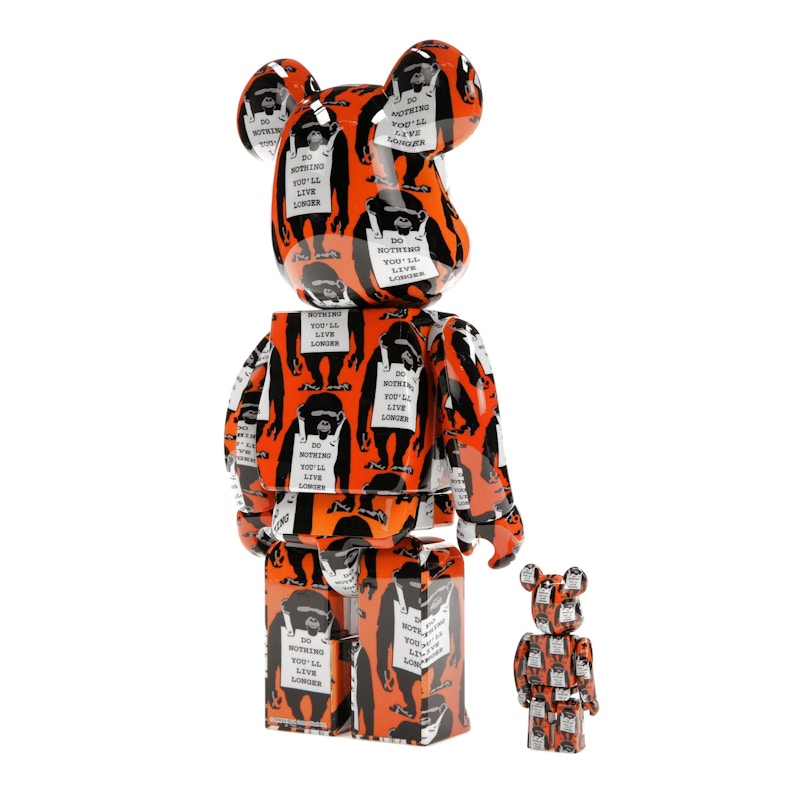 Bearbrick Monkey Sign 100% & 400% Set Orange