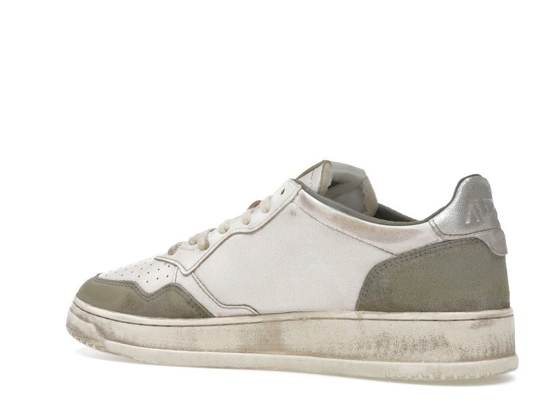 Autry Medalist Low Super Vintage White Silver Lizard
