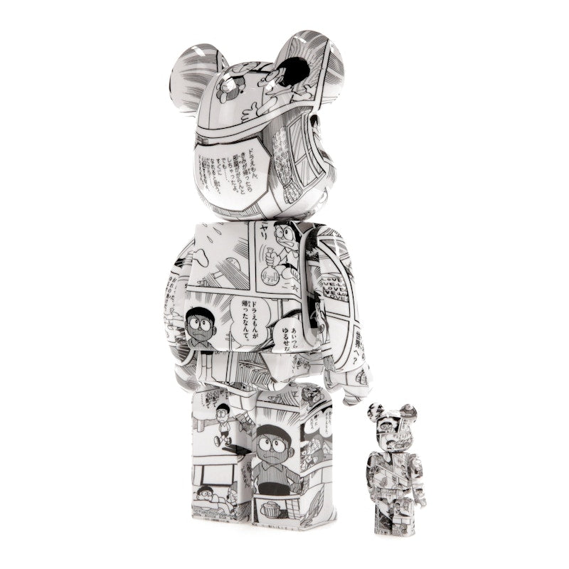 Bearbrick Doraemon (Comic Ver.) 100% & 400% Set Black & White