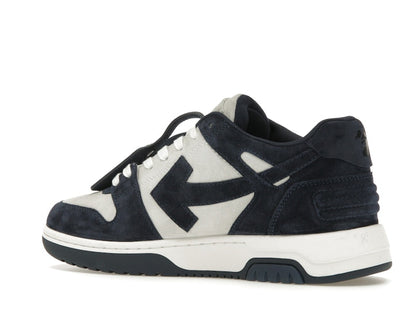 OFF-WHITE Out Of Office OOO Low Tops White Navy Blue Suede