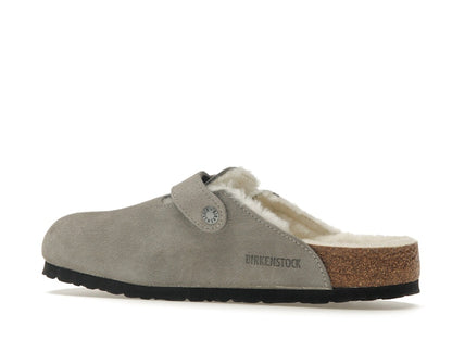 Birkenstock Boston Shearling Suede Stone Coin