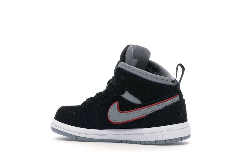 Jordan 1 Mid Black Particle Grey Gym Red (TD)