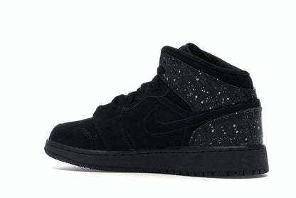 Jordan 1 Mid Black Rush Pink White Splatter (GS)