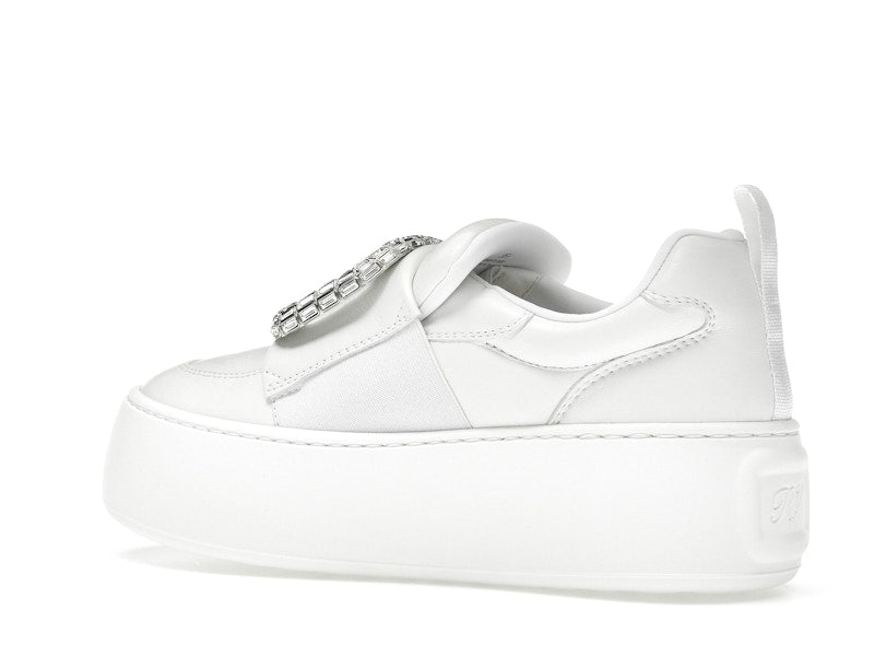Roger Vivier Viv' Up White Crystal Buckle (Women's)