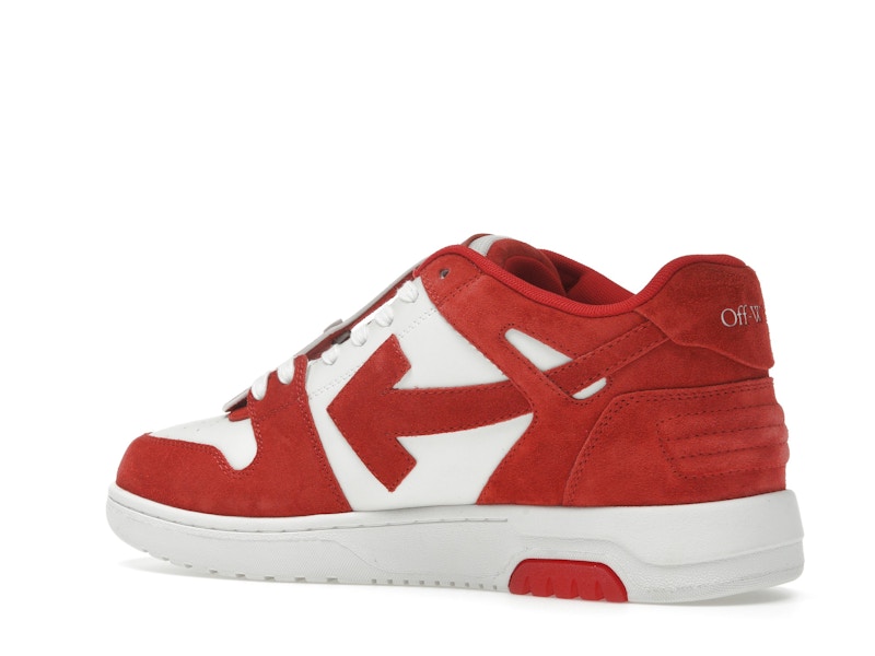 OFF-WHITE Out Of Office "OOO" Low Tops Brick Red White Suede