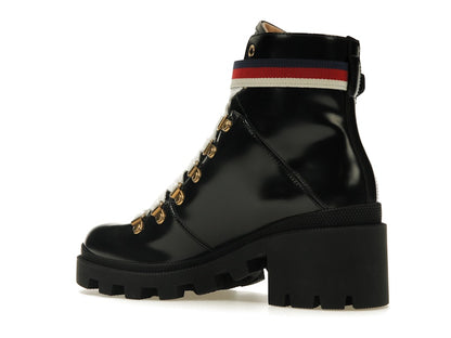 Gucci Sylvie Web 55mm Ankle Boot Black Leather