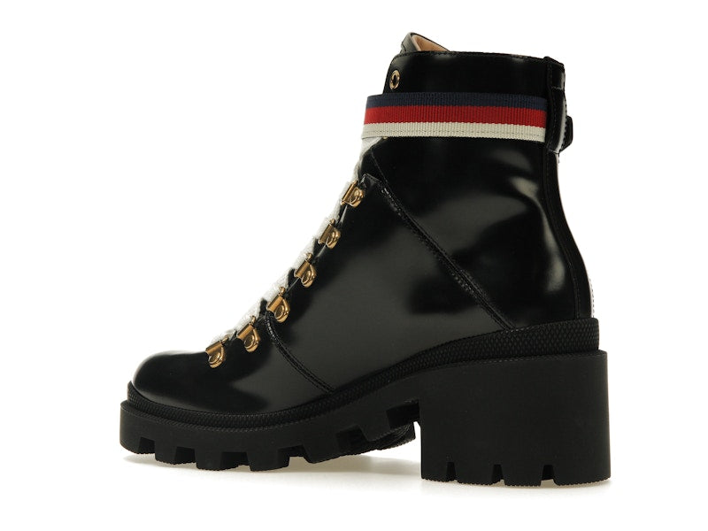 Gucci Sylvie Web 55mm Ankle Boot Black Leather
