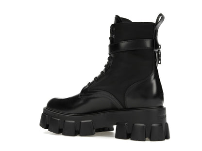 Prada Monolith 55mm Pouch Ankle Boots Black Leather