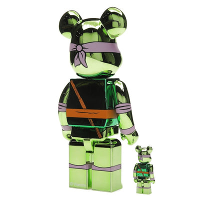 Bearbrick x Teenage Mutant Ninja Turtles Donatello 100% & 400% Set Chrome Ver.