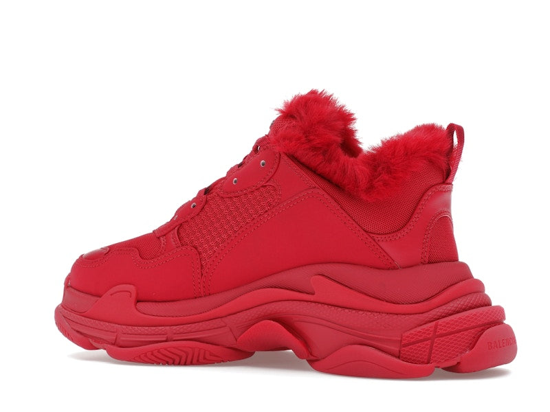 Balenciaga Triple S Faux Fur Burgundy
