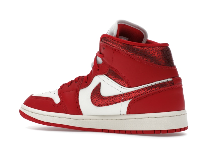 Jordan 1 Mid SE Red Cracked Leather (Women's)
