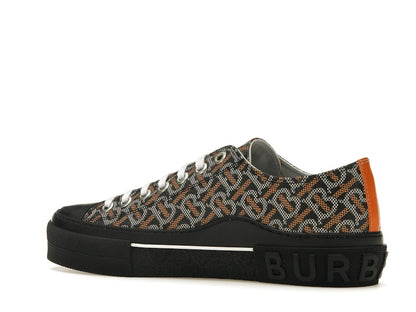 Burberry Monogram Pattern Low Top Black Orange Canvas
