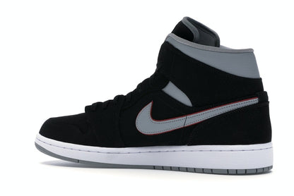 Jordan 1 Mid Black Particle Grey Gym Red