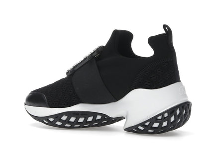 Roger Vivier Viv' Run Fabric Black White Crystal Buckle (Women's)