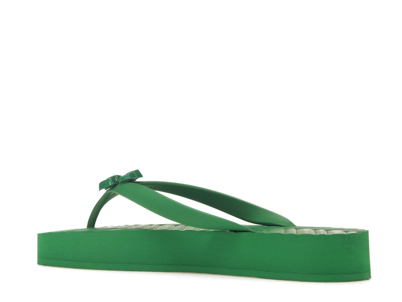 Gucci Chevron Thong Sandal Green Rubber