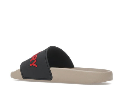 Burberry Embossed Logo Slide Black Red Tan (Women's)