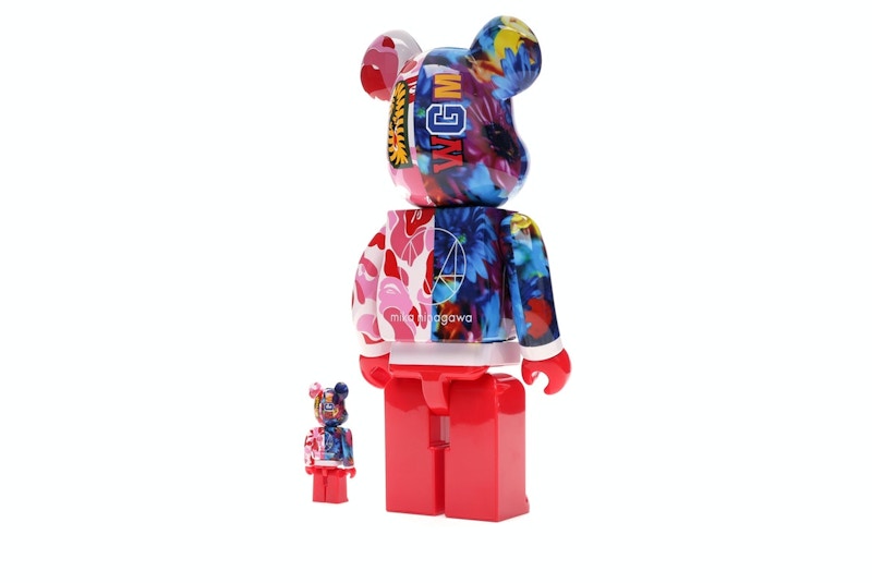 Bearbrick x Bape x Mika Ninagawa Shark 100% & 400% Set Pink