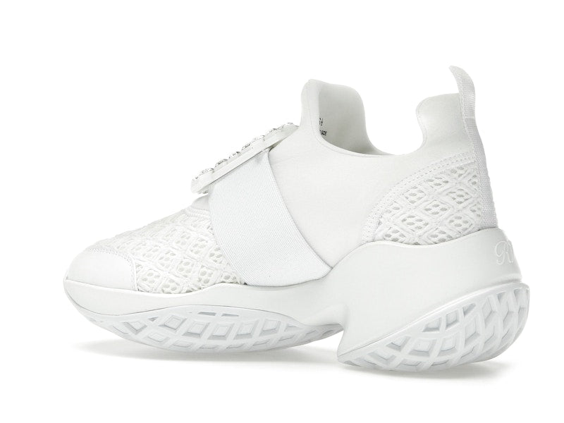 Roger Vivier Viv' Run Fabric White Crystal Buckle (Women's)
